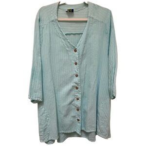 Dunes 100% Cotton Blue Button Up With Pockets